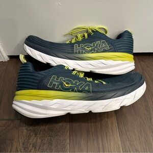 Hoka One One Bondi 6 Men’s Running Shoes Size 13 Navy Teal Lime Green Sneakers